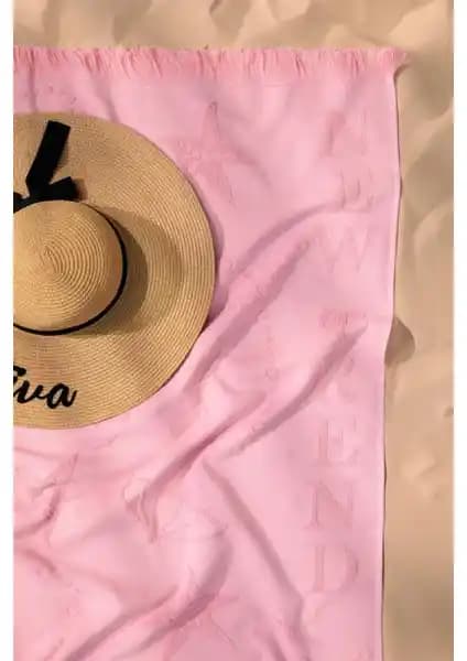 Favora Trend %100 Pamuk Kabartmalı Pembe Plaj Havlusu Şık ve Hafif Tasarımıyla Yaz Keyfini Artırır