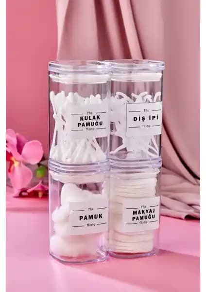 Fbz Home 4'lü Şeffaf Kapaklı Akrilik Bakım Seti ile Günlük Güzellik Rutininizi Pratik Hale Getirin