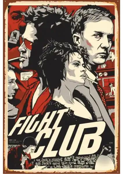 Fight Club Dövüş Klübü Temalı Retro Ahşap Poster Dekorasyon ve Koleksiyon Ürünü
