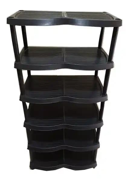 Foldhom 6 Katlı Siyah Plastik Ayakkabılık ve Terlik Rafı Pratik Depolama Çözümü