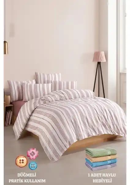 Formeya Düğmeli Lastikli Çarşaflı Pamuklu Nevresim Takımı Yatak Konforu ve Şıklık Sağlar