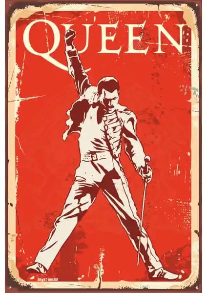 Freddie Mercury Retro Vintage Ahşap Poster Dekorasyon ve Koleksiyon İçin Uygun