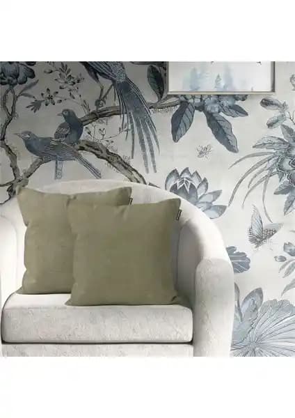 Goccia 2'li Kadife Dokulu Haki Yeşil Kırlent Kılıfı Şıklık ve Konfor Sunar