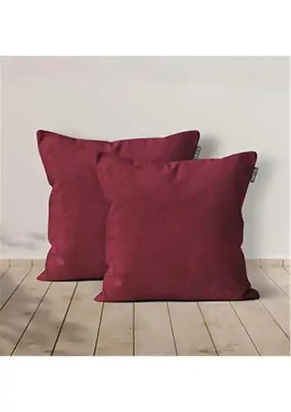 Goccia 2'li Kadife Dokulu Kırlent Kılıfı Bordo Modern ve Dayanıklı Tasarım