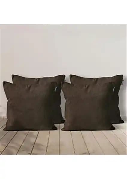 Goccia 4'lü Kadife Dokulu Kırlent Kılıfı Acı Kahve - Şık ve Dayanıklı Ev Dekorasyonu Ürünü