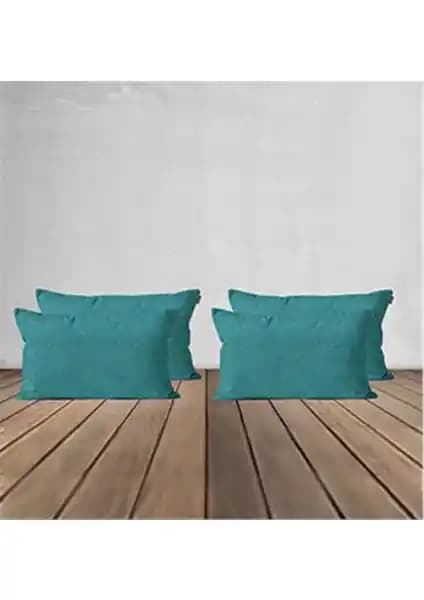 Goccia 4'lü Kadife Dokulu Kırlent Kılıfı Turkuaz | Modern ve Dayanıklı Ev Dekorasyonu