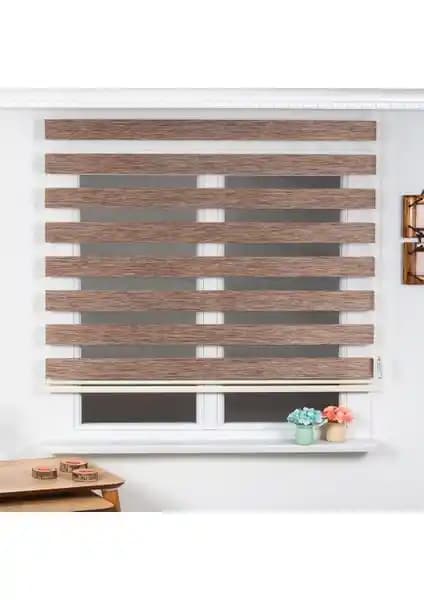 Güneş Tekstil Kahverengi Zebra Perde 110x200 cm Modern ve Şık Tasarım