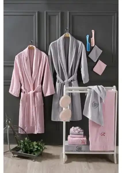 Güvenal Asya 16 Parça Kutulu Çeyizlik ve Günlük Kullanım İçin Pamuklu Bornoz Seti