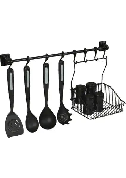 Hagen Vidasız Montaj Duvar Rayı 8'li Askı ve Sepet Seti Modern ve Pratik Duvar Çözümü