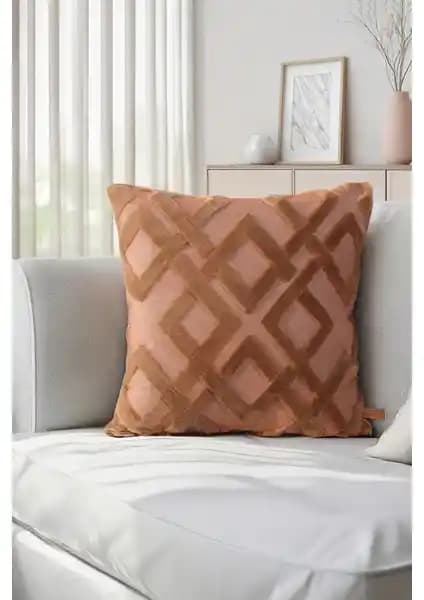 Hamur Bohem Punch Panç Desenli Kırlent Kılıfı 43x43 cm Vizon Renkli Dekoratif Ürün