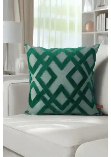 Hamur Bohem Tasarım Punch Panç Desenli Dekoratif Kırlent Kılıfı Yeşil Renkli Türkiye