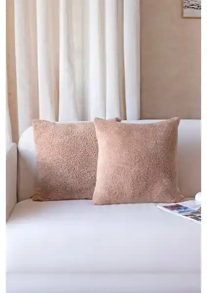 Hamur Iskandinav Bohem Teddy Puffy Kırlent Kılıfı Bej 43x43 cm şık ve konforlu yaşam alanları için ideal