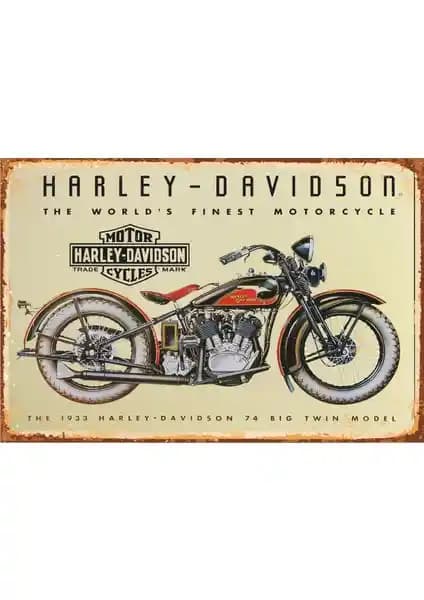 Harley Davidson Retro Vintage Ahşap Poster Dekorasyon Parçası 20x30 cm