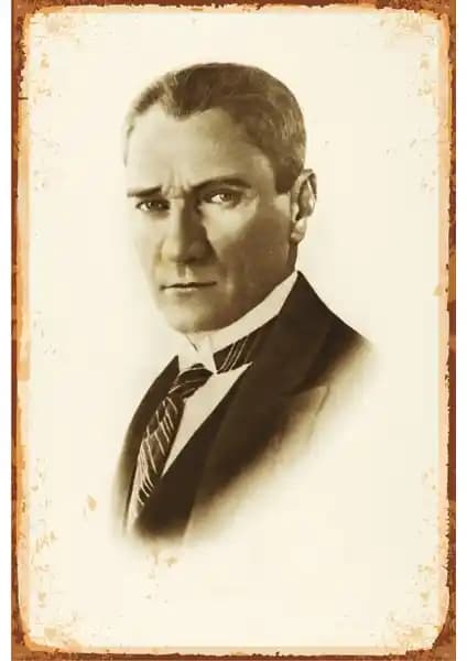 Hayat Poster Atatürk Retro Vintage Ahşap Poster Türkiye'nin Tarihî Mirasını Yansıtan Dekoratif Parça