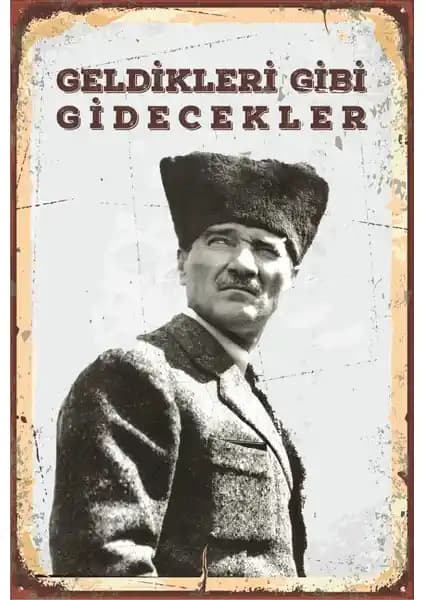 Hayat Poster Atatürk Temalı Retro Ahşap Duvar Dekorasyonu 20x30 cm