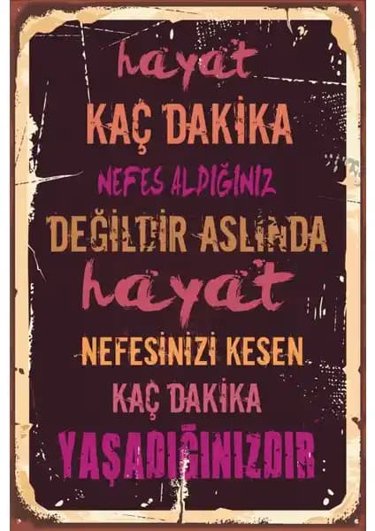 Hayat Poster Duvar Yazıları 1 Retro Vintage Ahşap Poster Dekorasyon Ürünü