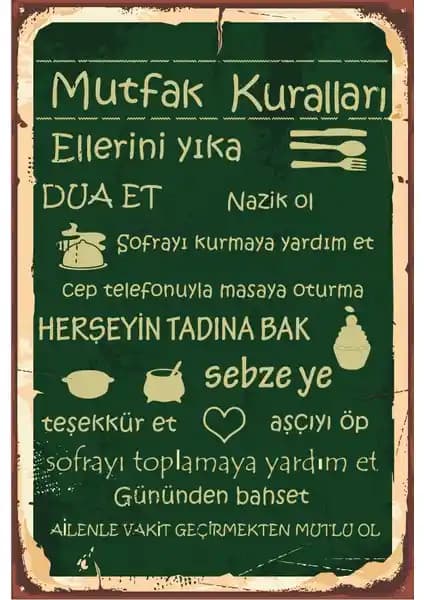 Hayat Poster Murfak Kuralları Tablosu Retro ve Modern Şıklık Sunan Dekoratif Parça