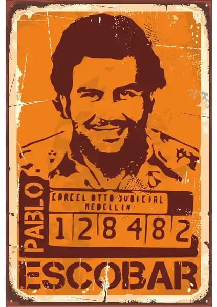 Hayat Poster Pablo Escobar Retro Vintage Ahşap Duvar Dekoru 20x30 cm Koleksiyon Parçası