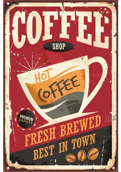 Hayat Poster Sıcak Kahve Retro Vintage Ahşap Dekorasyon Parçası 20x30 cm