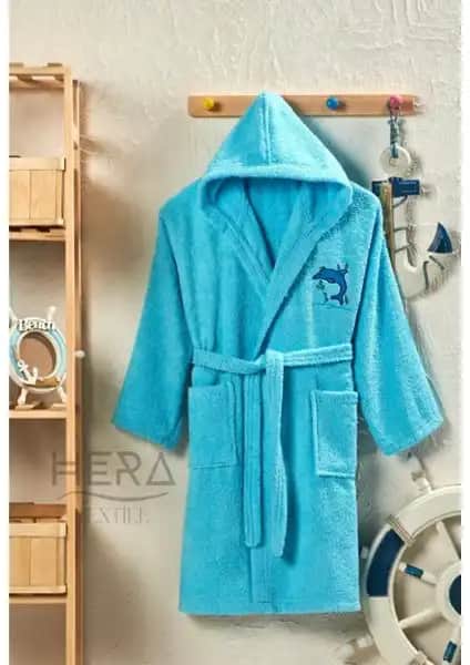 Hera Textile Pamuklu Kapüşonlu ve Kemerli Çocuk Bornozu, Konfor ve Şıklık Sunan Tasarım