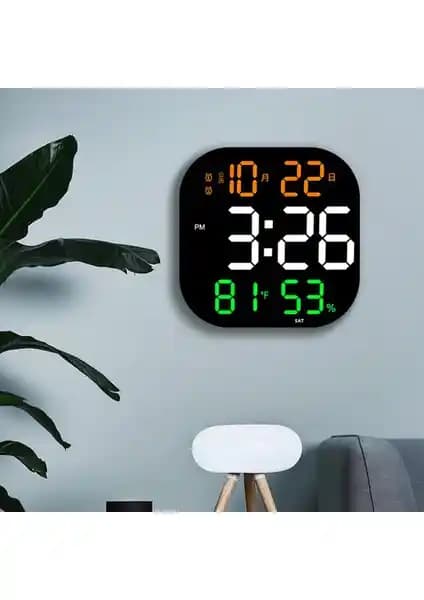 Hermoso 13 İnç Modern Çok Fonksiyonlu Duvar Saati Sıcaklık Nem Ölçer ve Uzaktan Kumanda ile