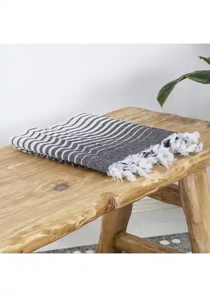 Homedius Alagra Siyah Pamuk Peştamal 100x170 cm Hafif ve Hızlı Kuruyan Çok Amaçlı Ürün