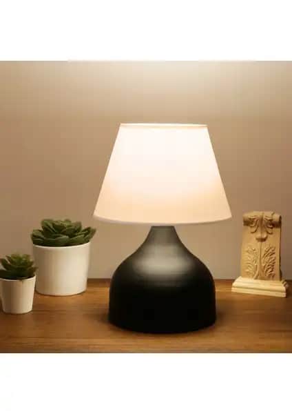 Homing Milano Metal Gövdeli Krem Kırçıllı Kumaş Abajur Yatak Odası ve Oturma Alanları İçin Modern Tasarım