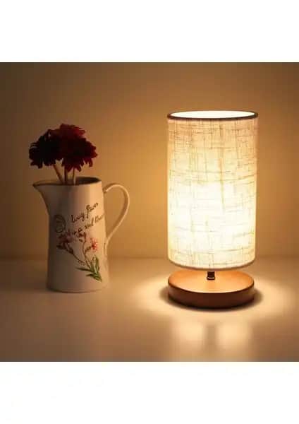 Homing Pu Tasarım Ahşap Ayaklı Abajur Yatak Odası ve Oturma Alanları İçin Modern Aydınlatma