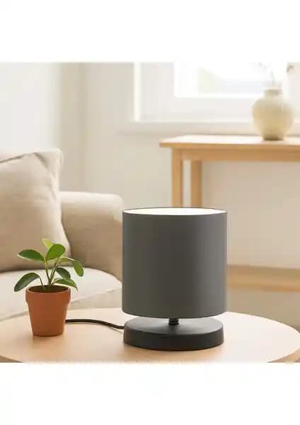 Homing Tasarım Mini Abajur Antrasit Gri Modern ve Şık İç Mekan Aydınlatması