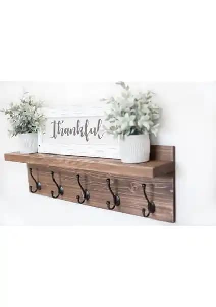 İnce Çizgi Ahşap Raflı Duvar Askılığı: Şık ve Dayanıklı Modern İç Mekan Aksesuarı