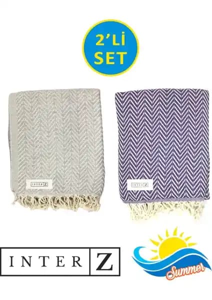 Inter Z 2'li Peştemal Plaj Havlusu Seti - Çok Amaçlı, Hafif ve Estetik Tasarım