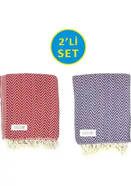 INTER Z 2'li Peştemal Plaj Havlusu Seti Yüksek Emicilik ve Estetik Tasarımıyla