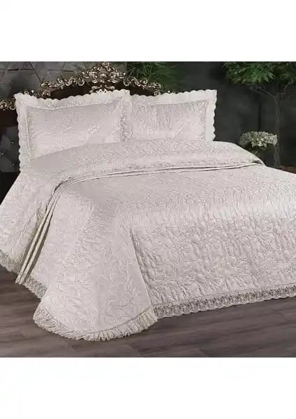 Ka<dı>nca Dükkan Çift Kişilik Güpürlü Elif Yatak Örtüsü Takımı Şık ve Pratik Kullanım İçin Uygun