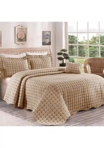 Kadınca Dükkan Kapuçino Renkli Çift Kişilik Zen Yatak Örtüsü Estetik ve Dayanıklı Tasarım