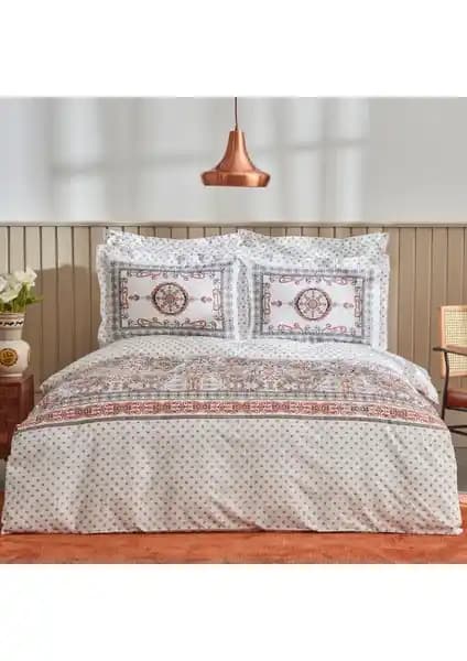 Karaca Home Aprika Pamuk Çift Kişilik Nevresim Takımı Kiremit Renkli Modern Tasarım
