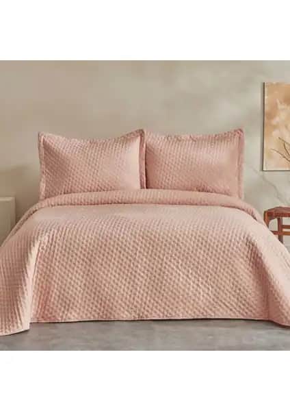 Karaca Home Breeze Soft Çift Kişilik Yatak Örtüsü Somon Renkli Modern Tasarım