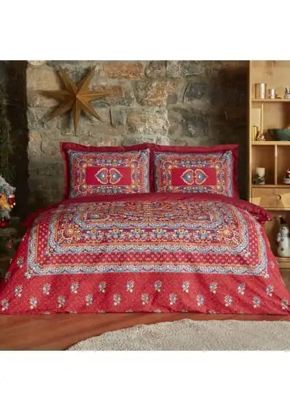 Karaca Home Mihver Pano Kırmızı Çift Kişilik Pamuklu Nevresim Takımı Yüksek Kalite