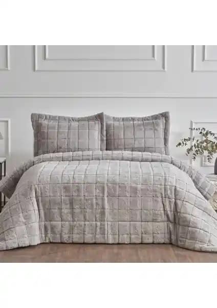 Karaca Home Missy Kürk Yatak Örtüsü Gri: Şık ve Konforlu Çift Kişilik Yatak Örtüsü