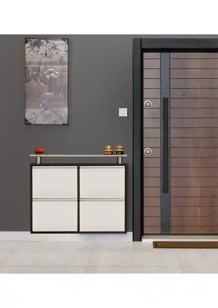 Kaser Kahve-Krem Metal Ayakkabılık Modern ve Dayanıklı Depolama Çözümü