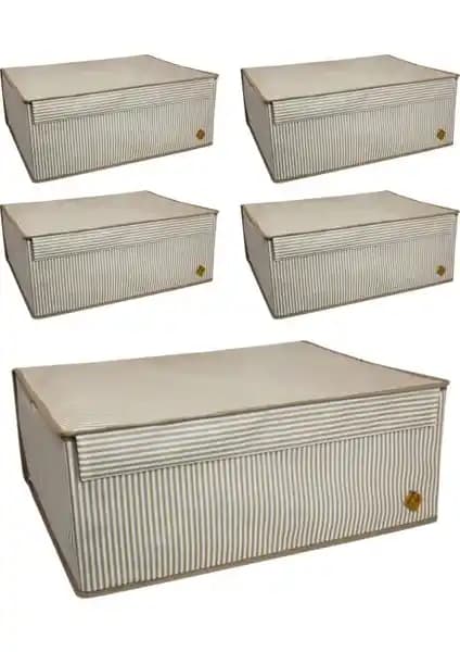 Keven Home ALAS 5 Adet Kapaklı Çok Amaçlı Hurç Kutuları Modern ve Dayanıklı Saklama Çözümü