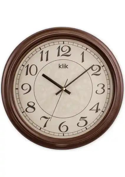 Klik Alfa Kahverengi Klasik Duvar Saati: Şık ve Dayanıklı Dekoratif Saat Çözümü