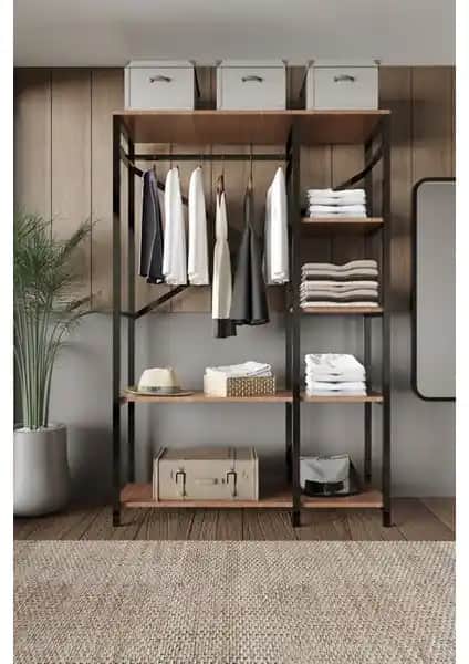 Koç Tek Yapı Alkor Metal Masif Ahşap Desenli Açık Giyinme Dolabı Ürün Özellikleri ve Kullanım Avantajları