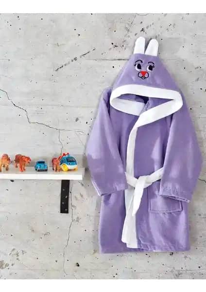 Komfort Home %100 Pamuklu Kapşonlu Çocuk Bornozu Yüksek Su Emicili ve Sevimli Tasarım