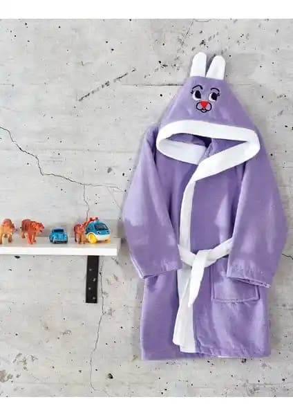 Komfort Home %100 Pamuklu Kapşonlu Çocuk Bornozu Yüksek Su Emicili ve Sevimli Tasarım