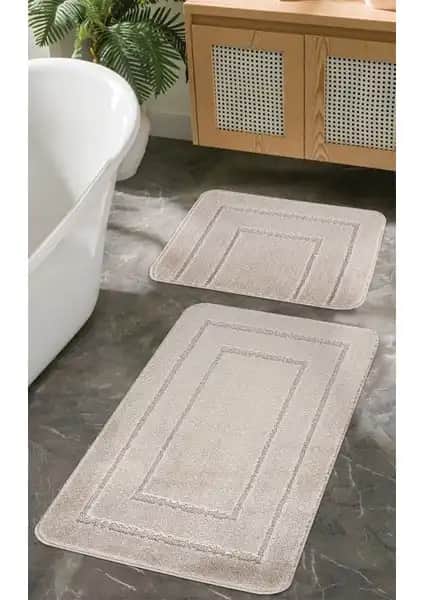 Konfor Halı Doğal Kaymaz Tabanlı Modern Banyo Paspas Seti Güvenli ve Şık Tasarım