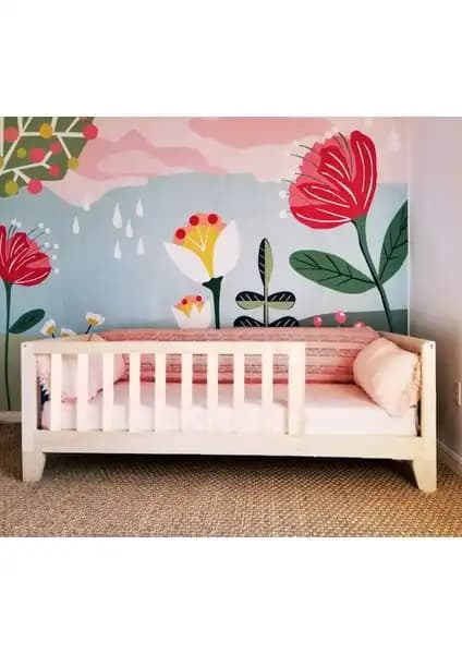 Köşk Mobilya Montessori Yatak Çatısız Kalın Ayaklı Güvenli ve Doğal Malzemelerle Tasarlandı