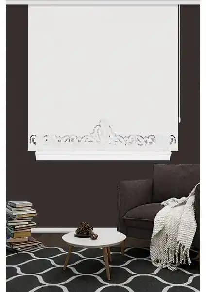 Koza Stor Lazer Kesim Stor Perde Ekru Renk Modern ve Dayanıklı Tasarım