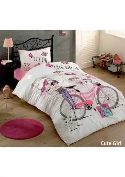 Kristal Cute Girl Tek Kişilik Genç Nevresim Takımı Yüksek Kalite ve Renkli Tasarım