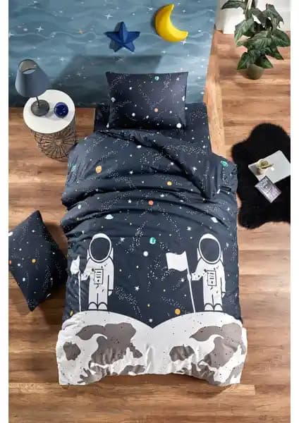 Laliva Çocuk Nevresim Takımı Astronot ve Uzaylı Teması 160x220 cm çok renkli ve dayanıklı