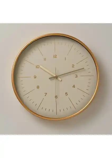 Linens Oscar 29,5 cm Beyaz-Gold Modern Duvar Saati Şık ve Zarif Tasarım